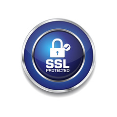 SSL Protected Blue Vector Icon Button