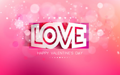 Vector paper inscription love cut on a pink background