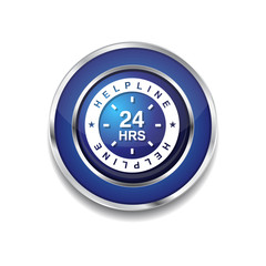 24 Hours Helpline Support Blue Vector Icon