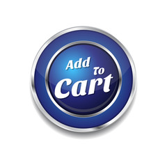 Add To Cart Blue Vector Icon Button