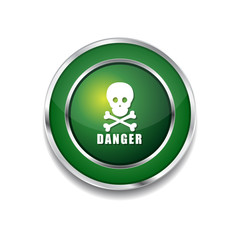 Danger Sign Green Vector Icon Button