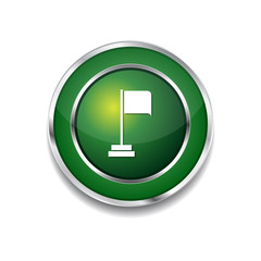Flag Sign Green Vector Icon Button