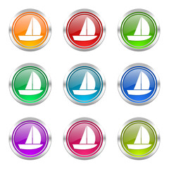 boat colorful web icons vector set