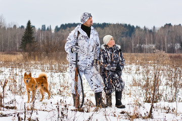 Fototapeta na wymiar hunter with his son