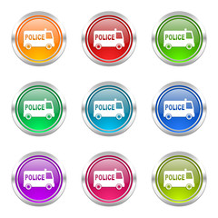 police colorful web icons vector set