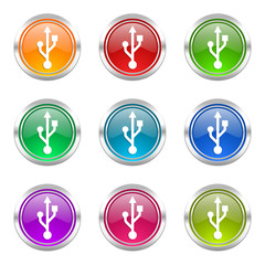 usb colorful web icons vector set