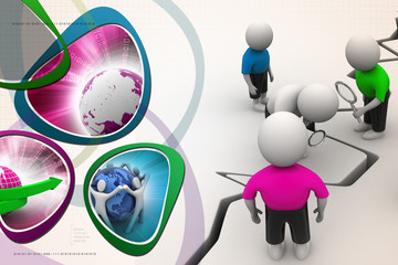 3d people searching the broken floor