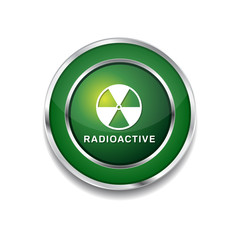 Radioactive Sign Green Vector Icon Button