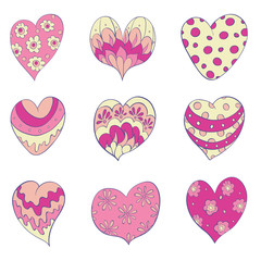 set of different isolated  hearts