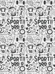 Sport elements doodles hand drawn line icon,eps10