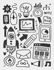 Science elements doodles hand drawn line icon,eps10