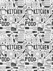Kitchen elements doodles hand drawn line icon,eps10