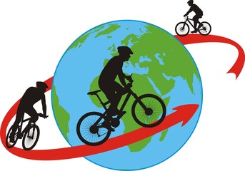 Fototapeta na wymiar bike, cyclists, around the world
