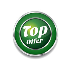 Top Offer Green Vector Icon Button