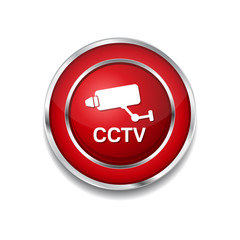 CCTV Sign Red Vector Icon Button