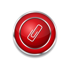 Paper Clip Red Vector Icon Button