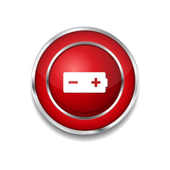 Battery Red Vector Icon Button