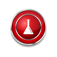 Conical Flask Red Vector Icon Button