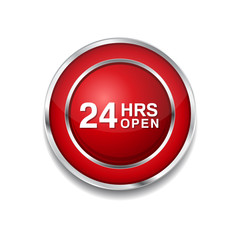24 Hours Service Red Vector Icon Button