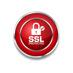 SSL Protected Red Vector Icon Button
