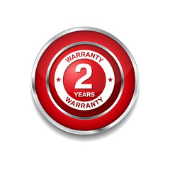 2 Years Warranty Red Vector Icon Button