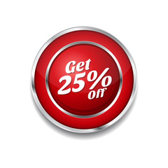 Get 25 Percent Red Vector Icon Button