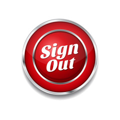 Sign Out Red Vector Icon Button