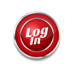 log In Red Vector Icon Button