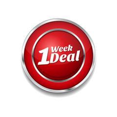 1 Week Deal Red Vector Icon Button