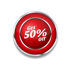 Get 50 Percent Red Vector Icon Button