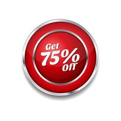 Get 75 Percent Red Vector Icon Button