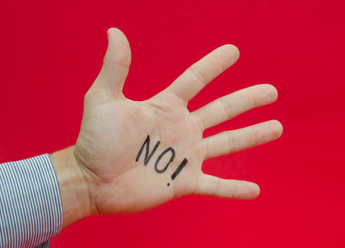 Talk to the hand or saying no to something suggested by a busine