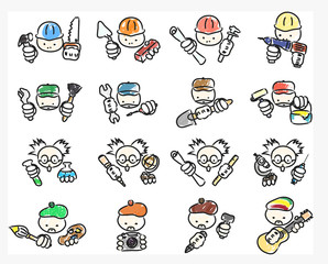 doodle icons of professions