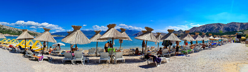 Idyllic beach in Baska panorama