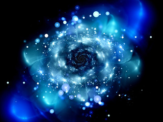 Blue glowing galaxy in space