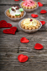 Cakes and red hearts