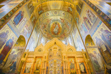Fototapeta na wymiar Altar of church of the Savior on Spilled Blood, St Petersburg