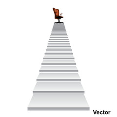 Vector white stair with a chair