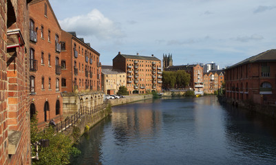 Fashionable flats along the River Aire in Leeds