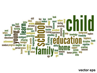 Vector conceptual child education word cloud