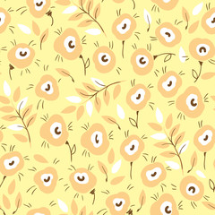 Gentle cream flower seamless texture (vector)