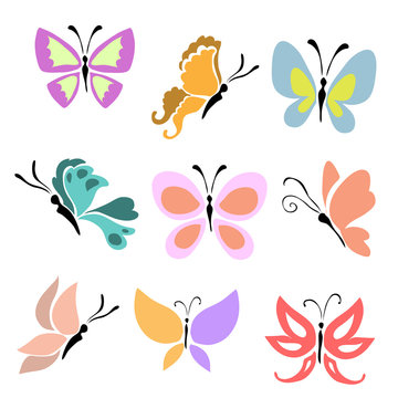 set of butterfly icons (vector)