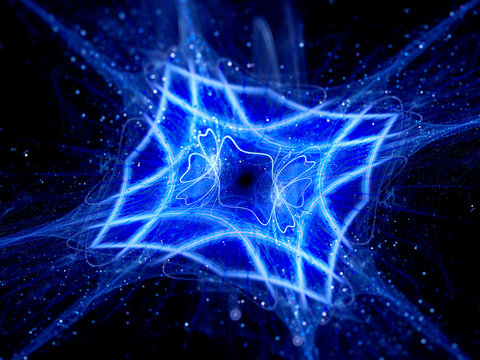 Blue glowing mesh in space