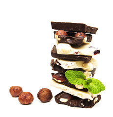 Dark and white chocolate with nuts