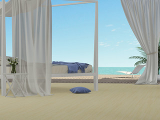Fototapeta na wymiar Bedroom overlooking the sea