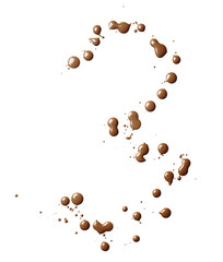 Digit made with multiple paint spills