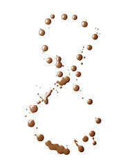 Digit made with multiple paint spills