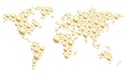 World map made of round shapes