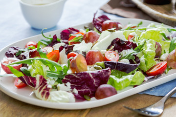 Grape with Radicchio, Rocket and Feta cheese salad