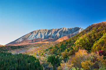 朝日を浴びる大山